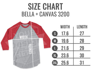 Size Chart Bella Canvas 3200
