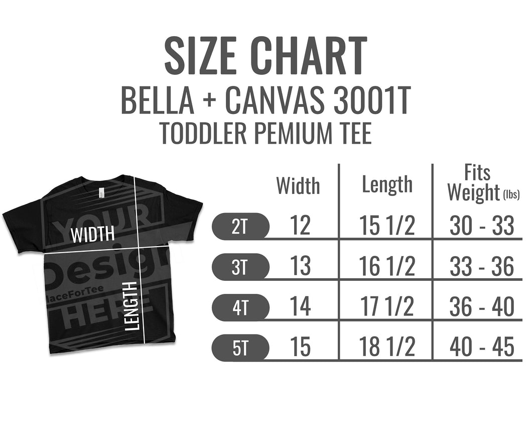 Size Chart Bella Canvas 3001T