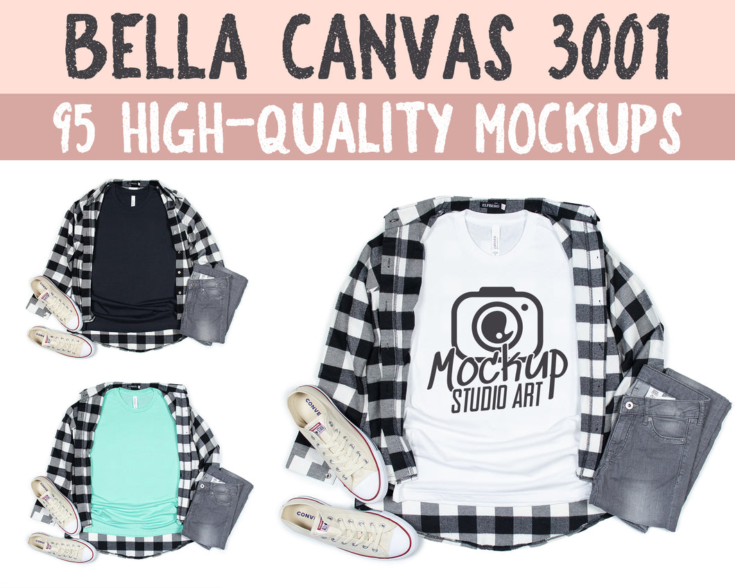 Bella Canvas 3001, T-shirt Mockups 95 Colors, With Shirt