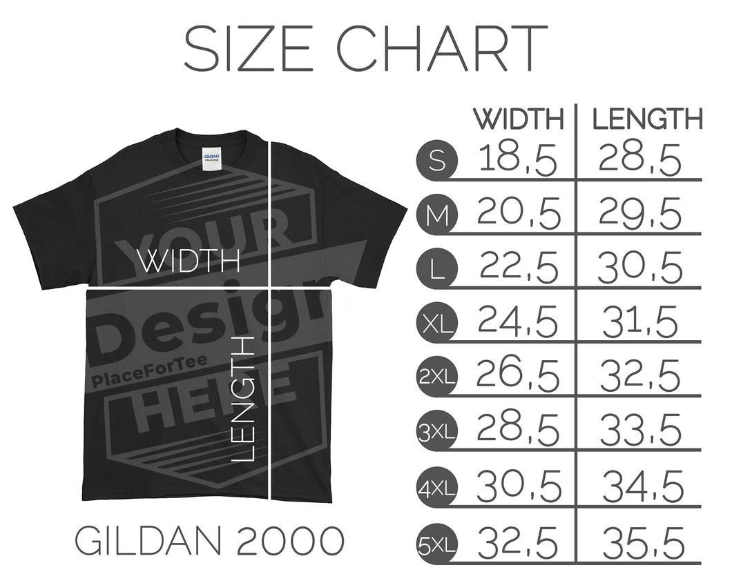 Size Chart, Gildan 2000
