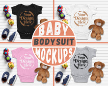Load image into Gallery viewer, BUNDLE 4 Multicolor Mockups Blank Baby Fall One Piece Bodysuit
