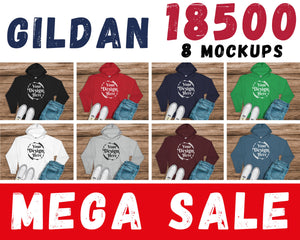 BUNDLE Gildan 18500 Hooded Sweatshirt Mockups