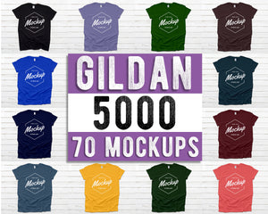 BUNDLE 156 Mockups Gildan 5000 Unisex Tshirt Multi Colors