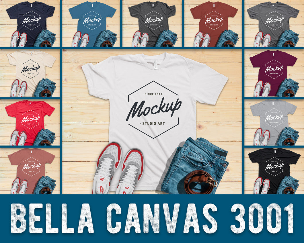 Bella Canvas 3001 Mockup Bundle 18 Mockups