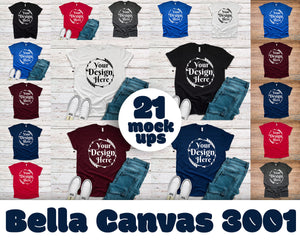 Bella Canvas 3001 21 High Quality Mockups With 7 Colors