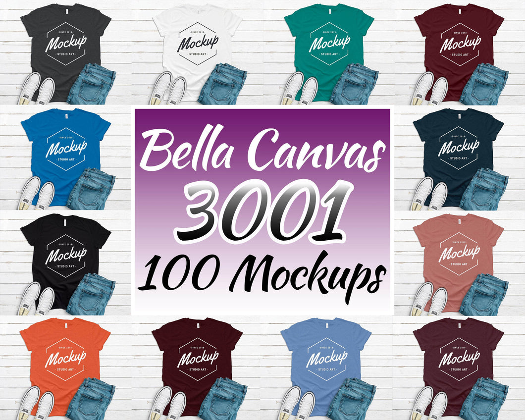 Bella Canvas 3001 T-Shirt Mockup - 100 High Quality Mockups