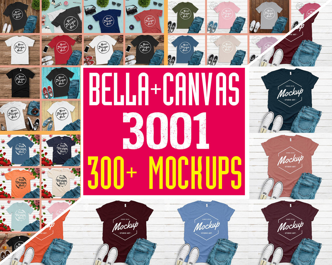 Bella Canvas 3001 MEGA BUNDLE - 300 High Quality Mockups