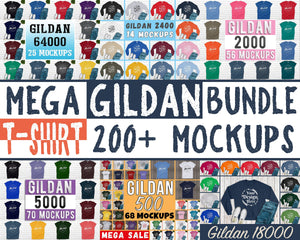 Huge Bundle T-Shirt Mockup - Gildan 5000, 2000, 64000 - 200+