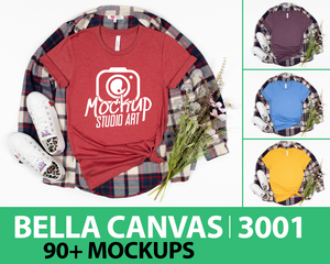 Bella Canvas 3001 - 95 Mockups with Shirt